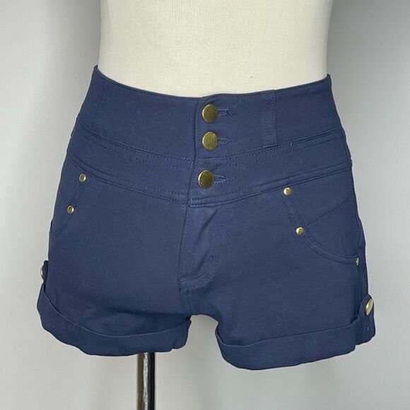 Ci Sono- Blue Button Fly Shorts - Picture 1 of 4